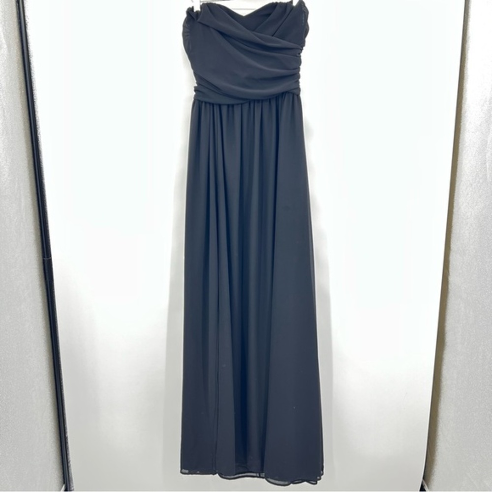 Lulu's Long Chiffon Dress Black Sweetheart Strapless Wedding Bridesmaid Medium‎